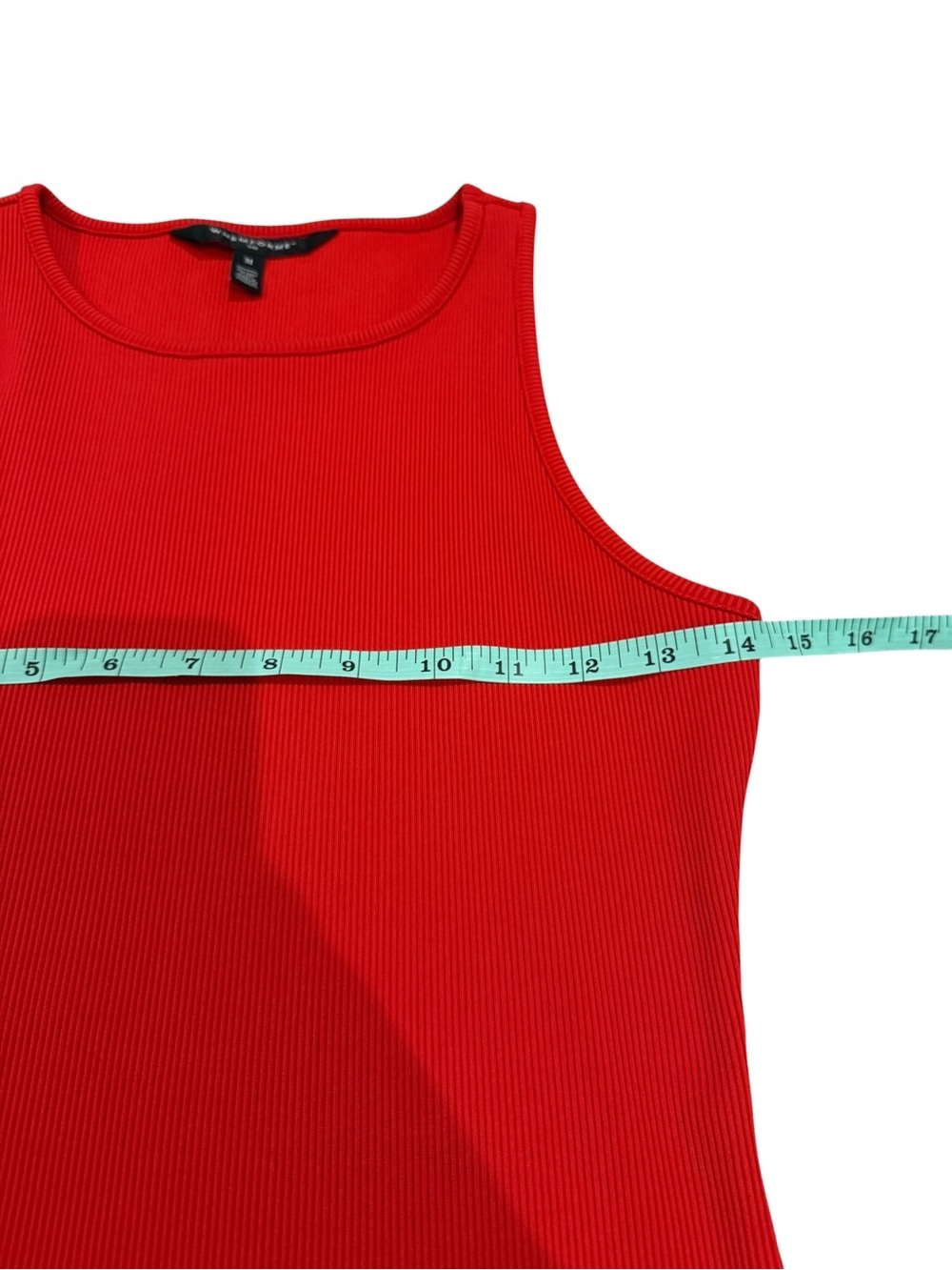 WHBM Forme Ribbed Stretch Tank in Bright Red - Picture 5 of 9
